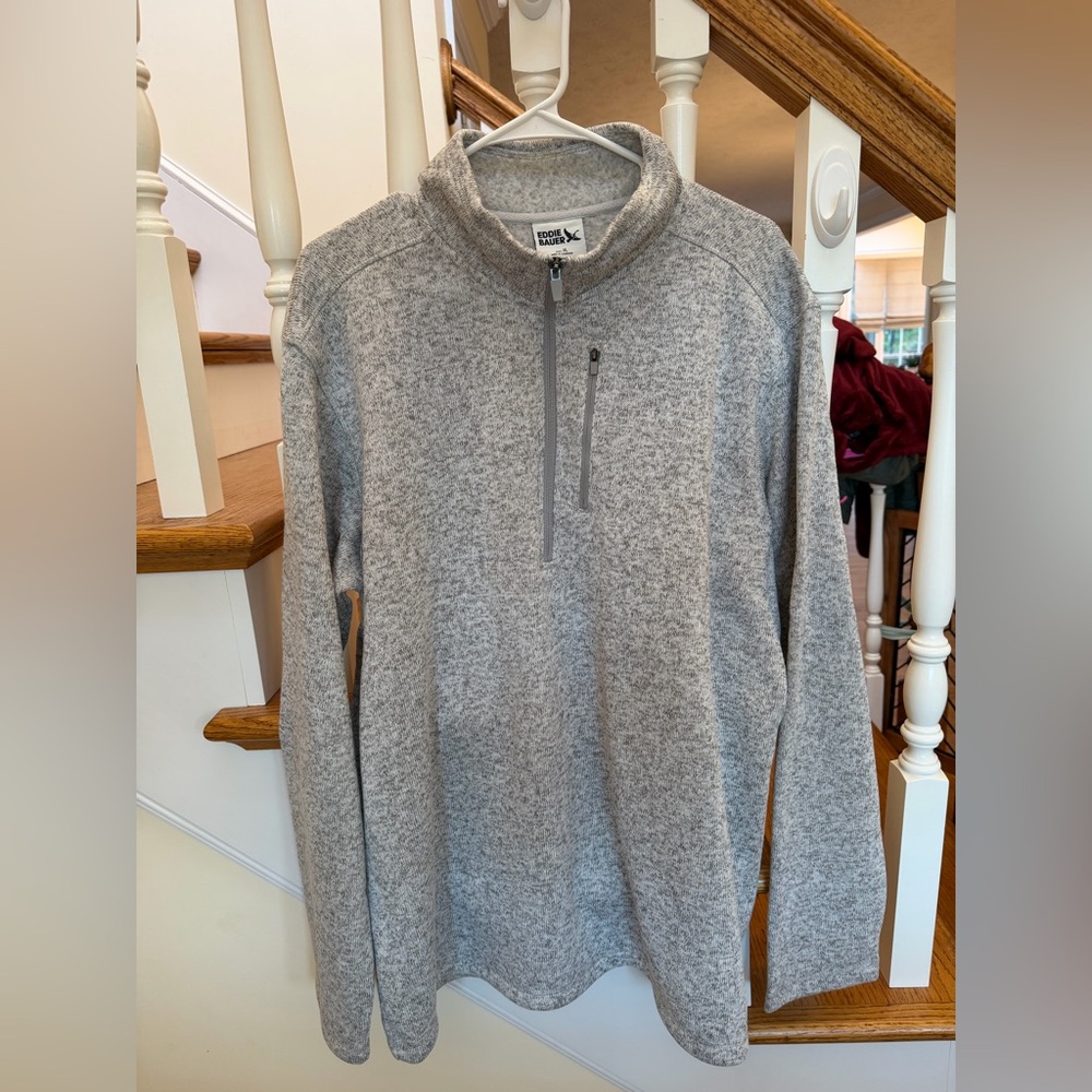 Eddie Bauer Men's Zip-Up Gray Sweater